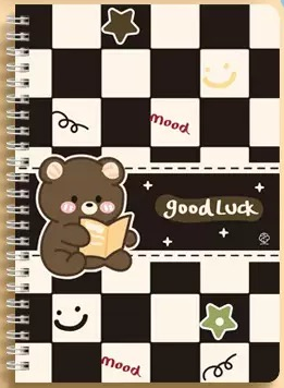 NB2008 Good Luck Bear B5 Spiral Notebook - Black