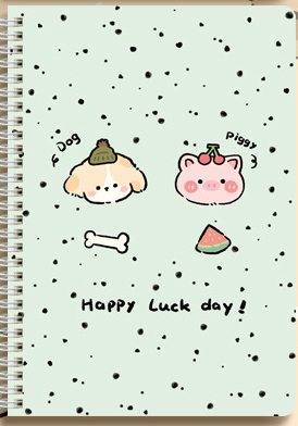 NB1002 Happy Luck Day A5 Spiral Notebook - Mint Green