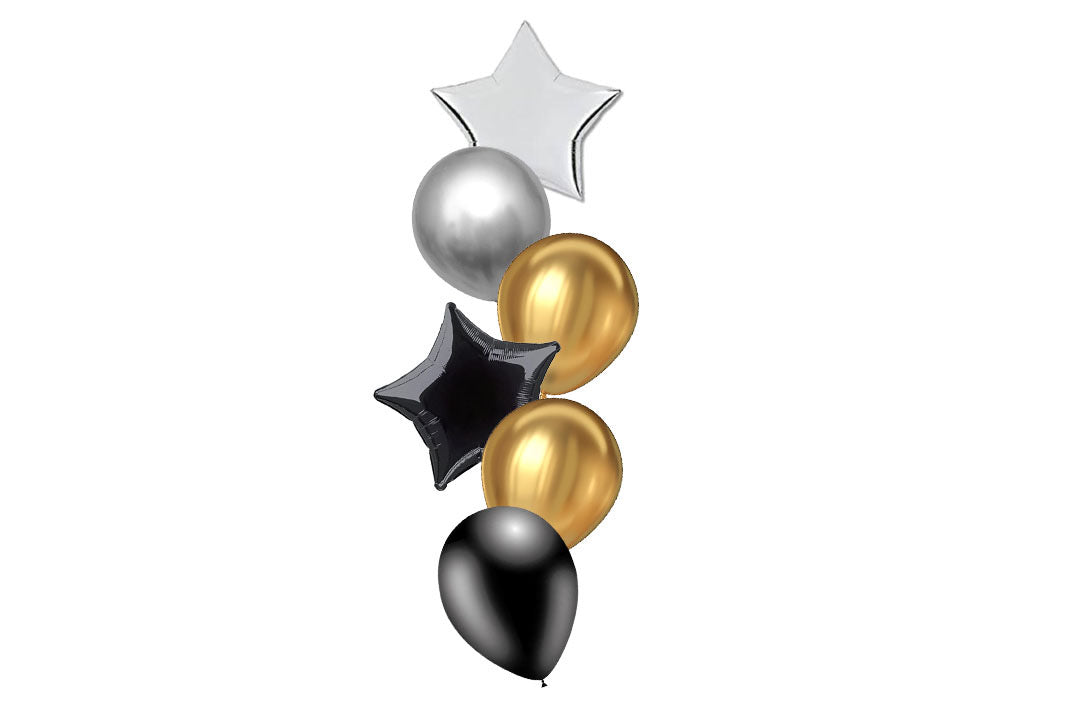 Midnight Gold Star Balloon Bouquet
