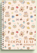 NB1001 Cute Bear A5 Loose Leaf Spiral Notebook - Cream