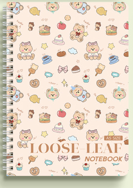 NB1001 Cute Bear A5 Loose Leaf Spiral Notebook - Cream