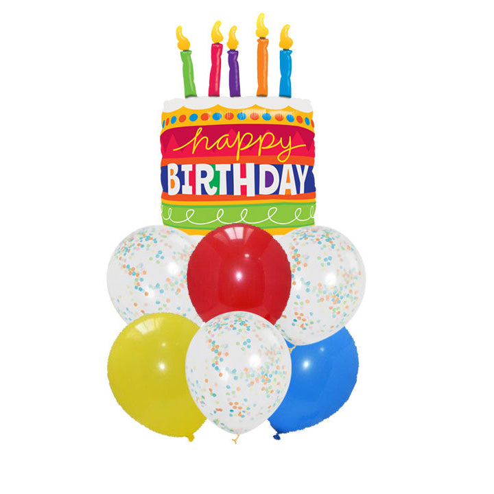 Colorful Birthday Cake Balloon Bouquet