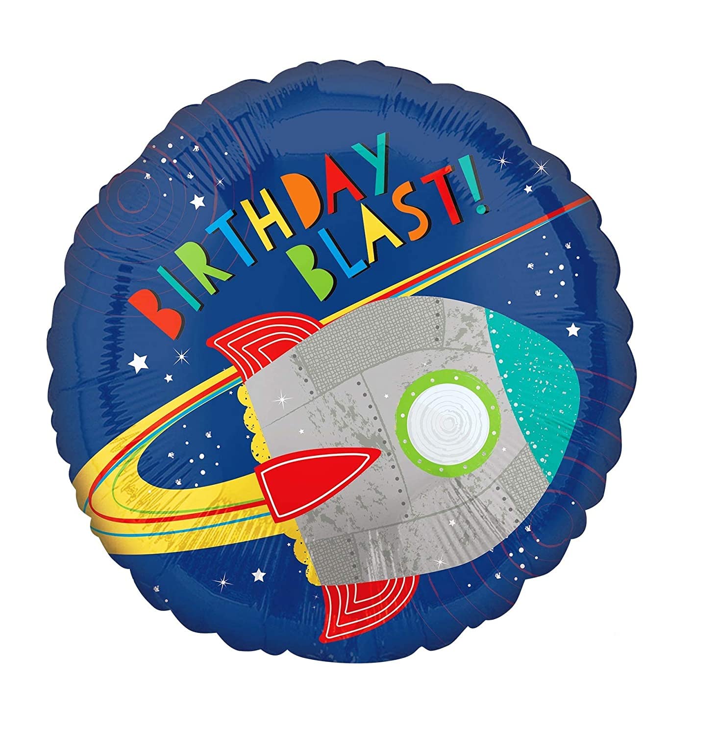 18" Colorful Rocket Birthday Blast Foil Balloon