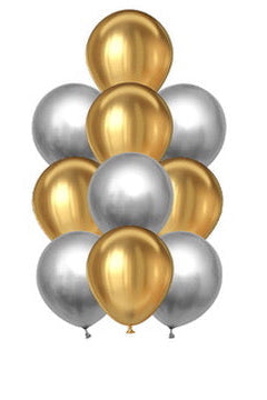 10pc Metalic Latex Balloon Bouquet