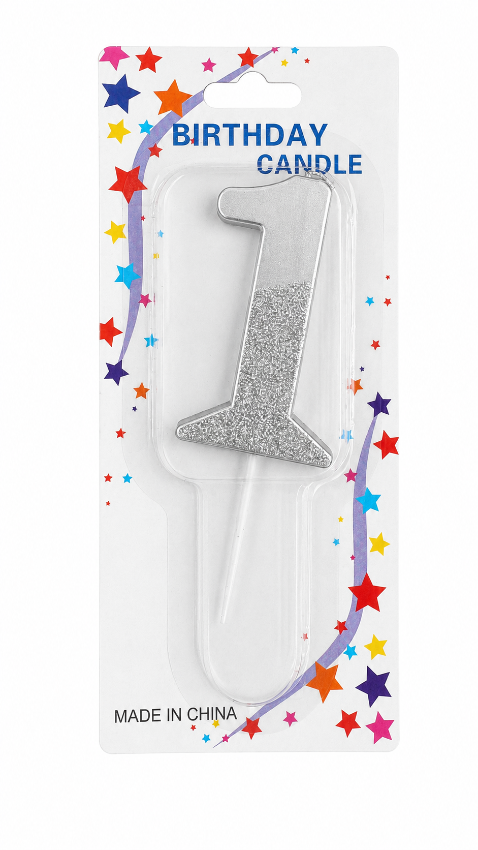 2.5" Sparkling Silver Number Candle