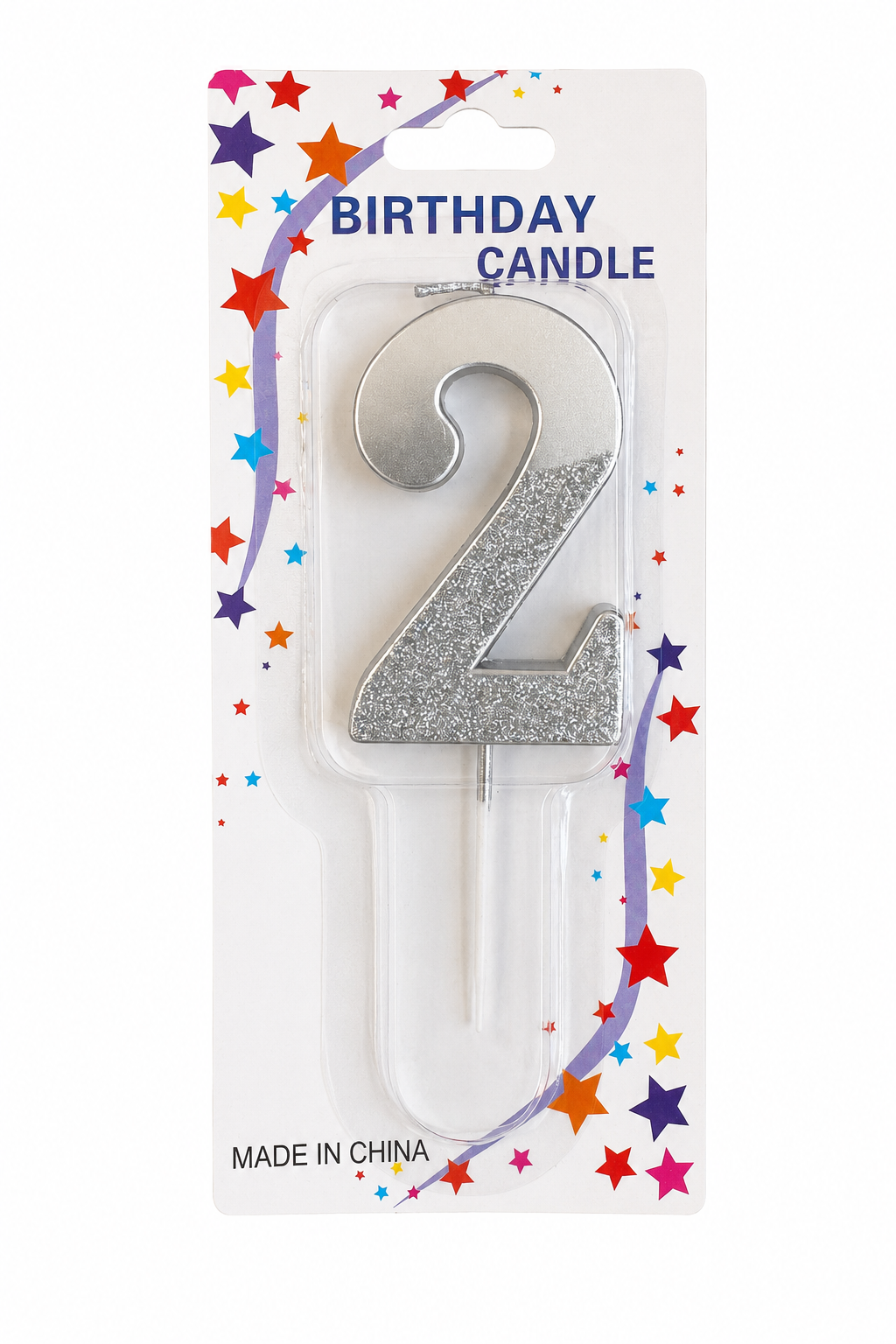 2.5" Sparkling Silver Number Candle