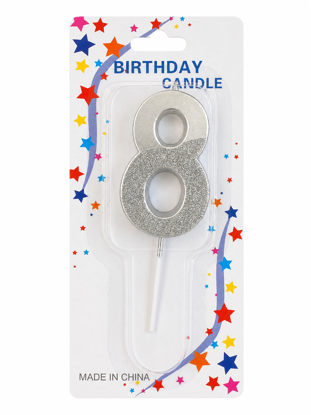 2.5" Sparkling Silver Number Candle