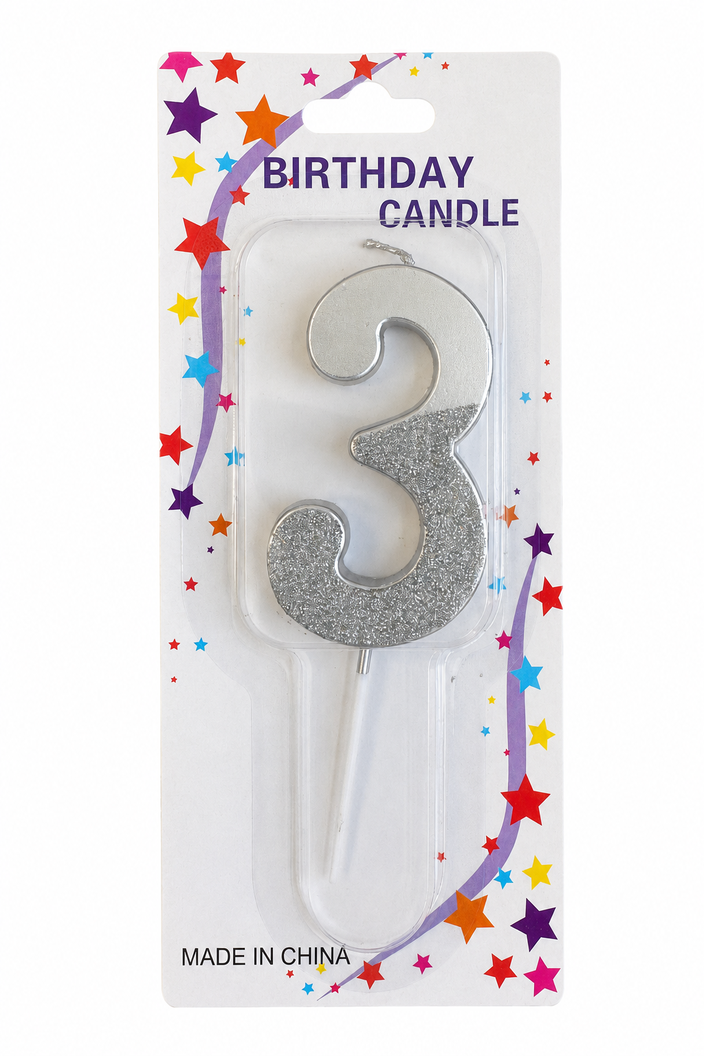 2.5" Sparkling Silver Number Candle