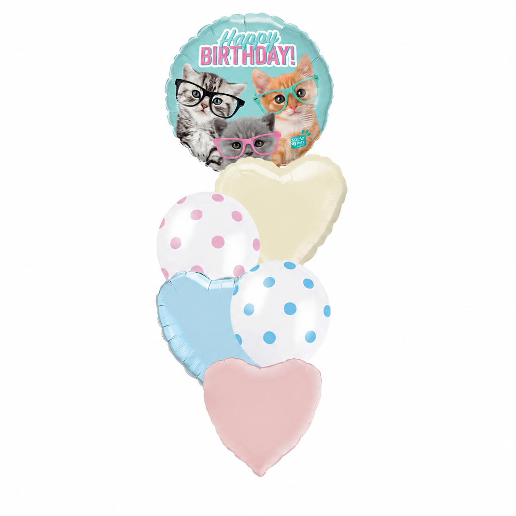 Cute Cats Birthday Balloon Bouquet