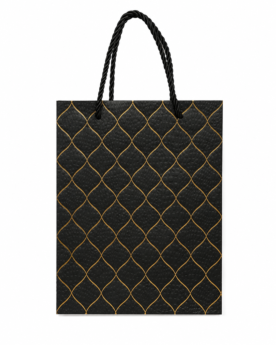 GB3001BK Elegant Black & Gold Pattern Gift Bag