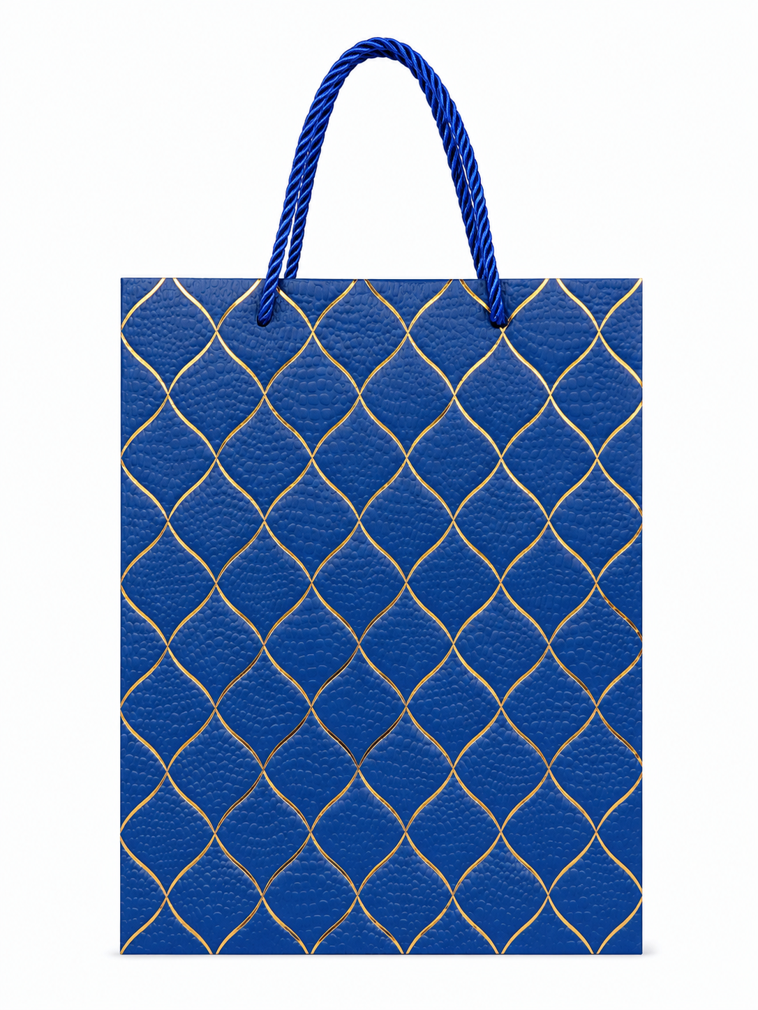 GB3001BU Elegant Blue & Gold Pattern Gift Bag
