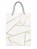 GB3002WT White & Gold Luxe Geometry Gift Bag