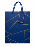 GB3001BU Blue & Gold Luxe Geometry Gift Bag