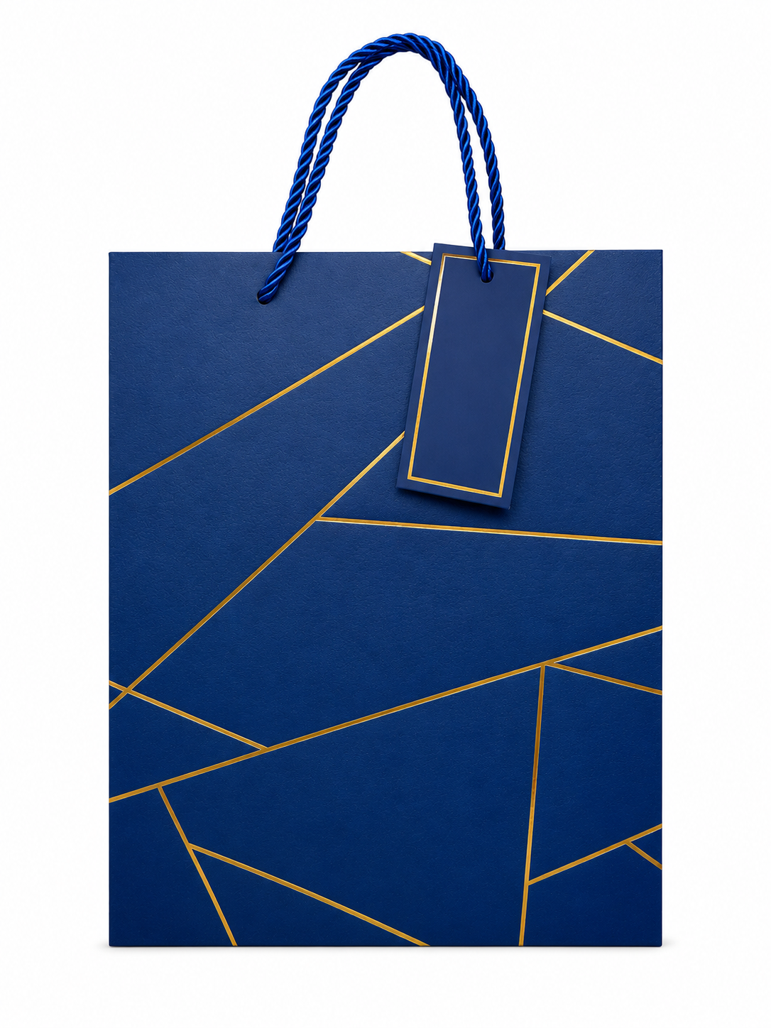 GB3001BU Blue & Gold Luxe Geometry Gift Bag