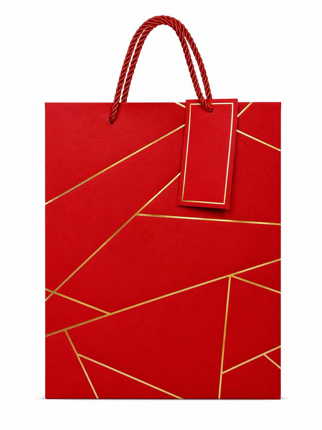 GB3002RD Red & Gold Luxe Geometry Gift Bag