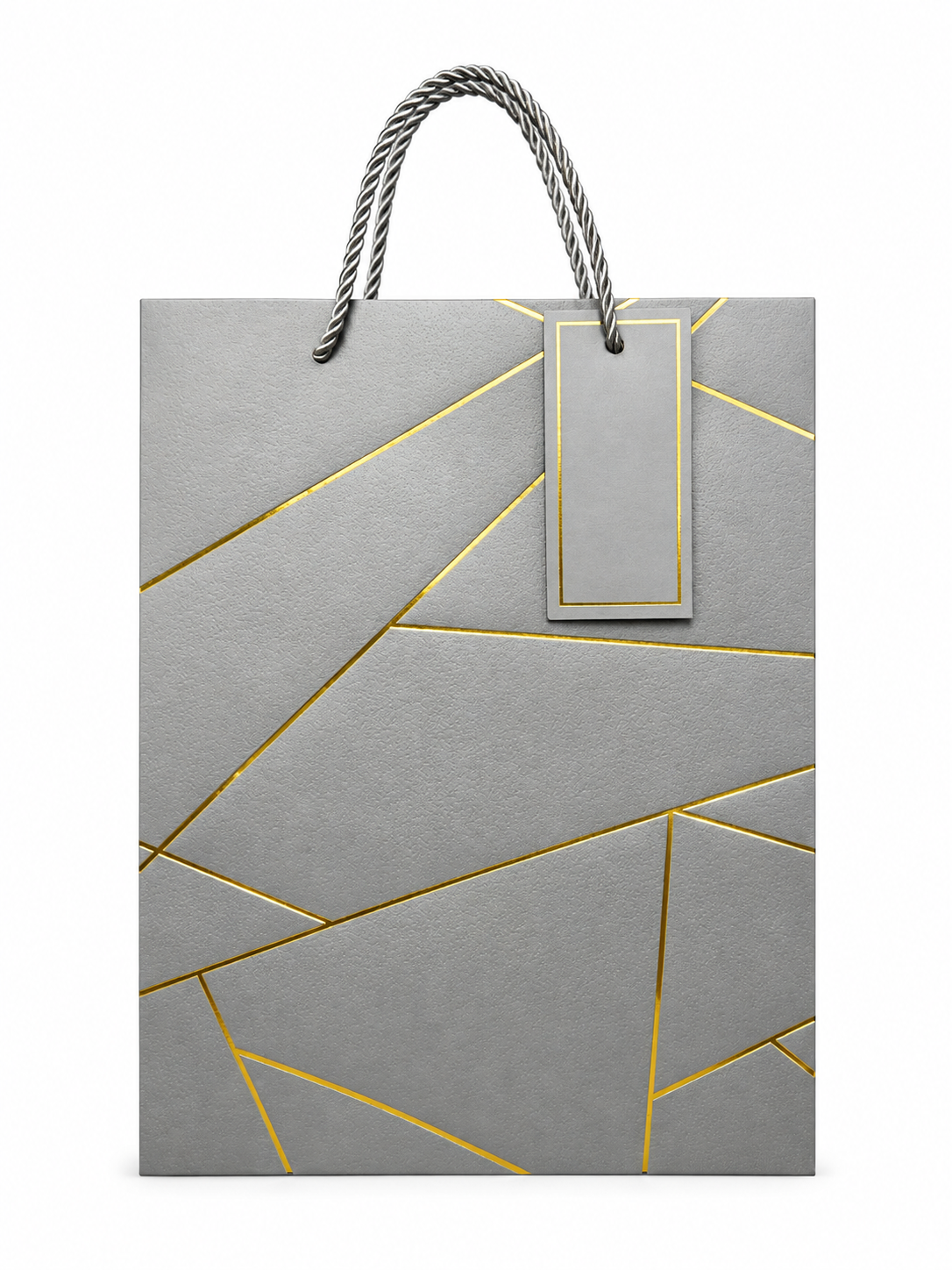 GB3002GY Grey & Gold Luxe Geometry Gift Bag