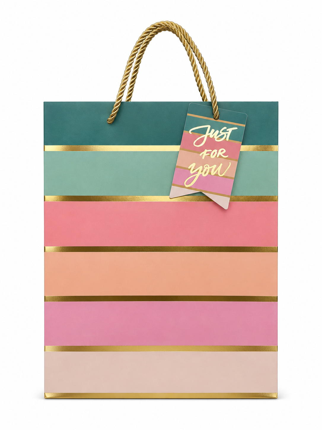 GB3004 Pastel & Gold Stripe “Just for You” Gift Bag