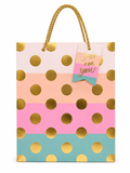 GB3004 pastel & Gold Polka Dot “Just for You” Gift Bag
