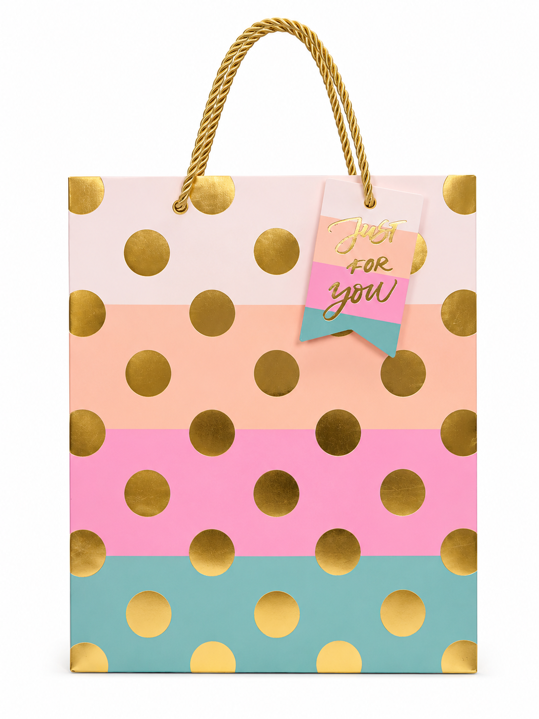 GB3004 pastel & Gold Polka Dot “Just for You” Gift Bag