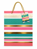 GB3006 Pink, Teal & Gold Stripe “Just for You” Gift Bag