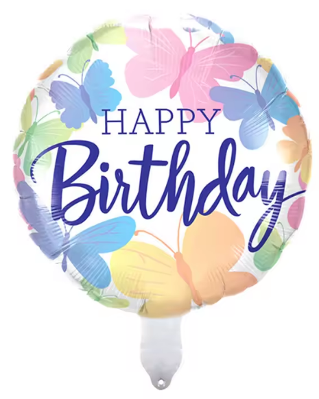 18" Colorful Butterfly Happy Birthday Foil Balloon