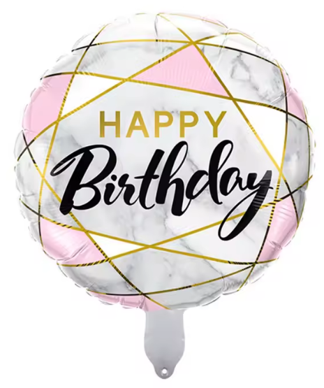 18" Marble Pink & Gold Happy Birthday Foil Balloon