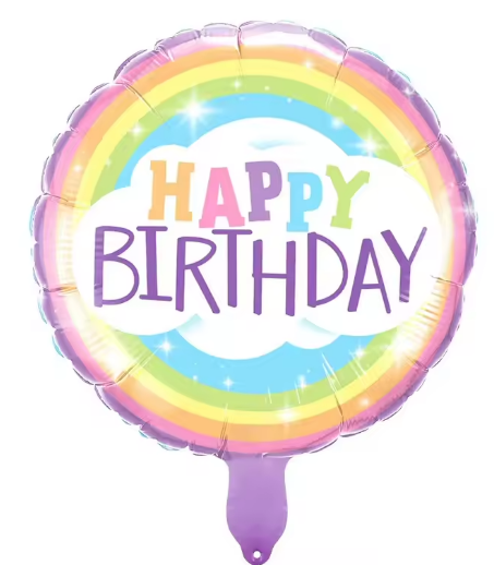 18" Pastel Rainbow & Cloud Happy Birthday Foil Balloon