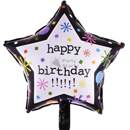 18" Black Star Happy Birthday Celebration Foil Balloon