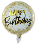 18" Elegant Gold Confetti Happy Birthday Balloon