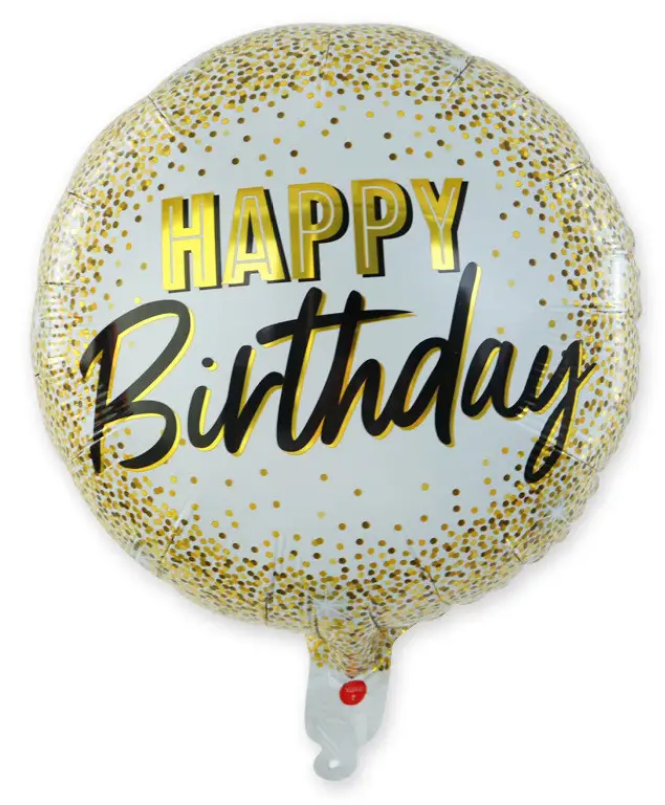 18" Elegant Gold Confetti Happy Birthday Balloon