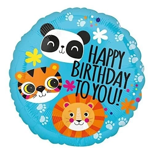 18" Cute Safari Animals Happy Birthday Foil Balloon