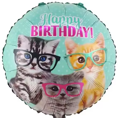 18" Cute Birthday Kitties Foil Balloon
