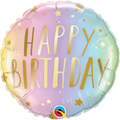 18" Pastel Rainbow Happy Birthday Foil Balloon