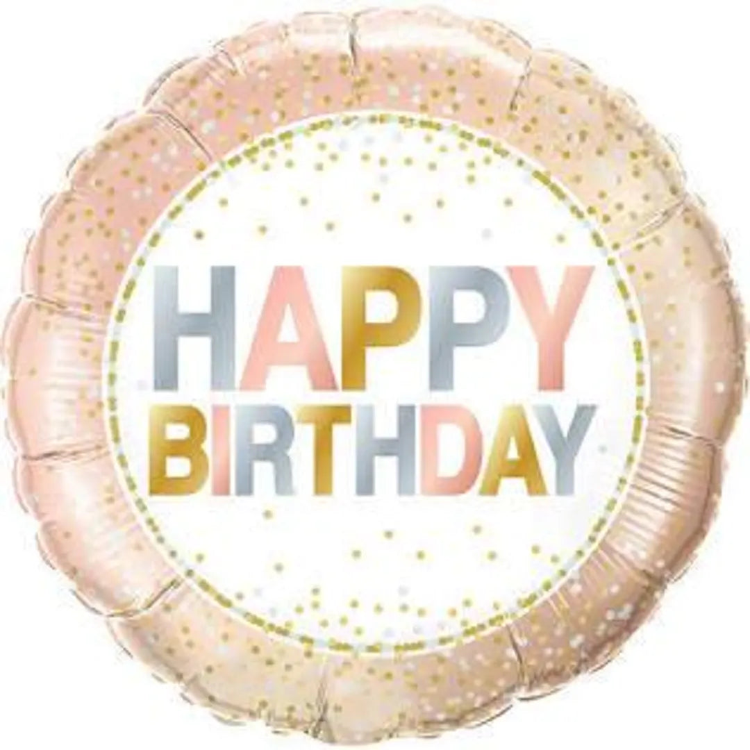 18" Rose Gold Confetti Happy Birthday Foil Balloon