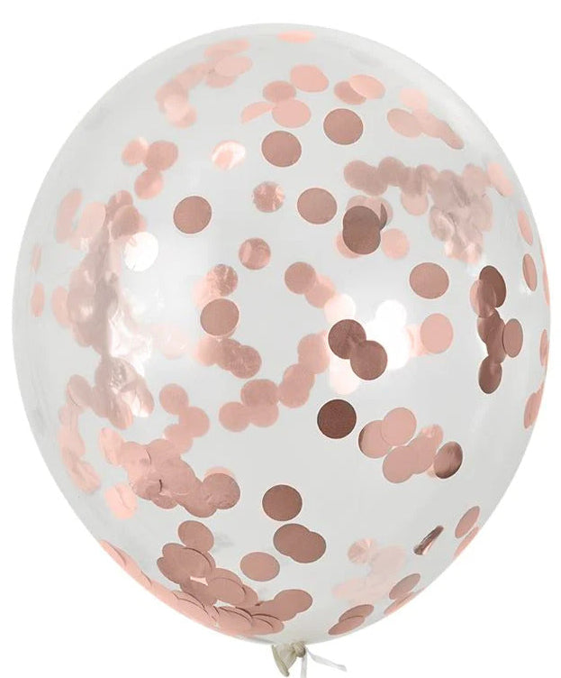 12 inch Latex Balloon- Rose Gold confetti (With Helium)