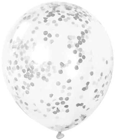 12 inch Latex Balloon- Silver confetti (With Helium)